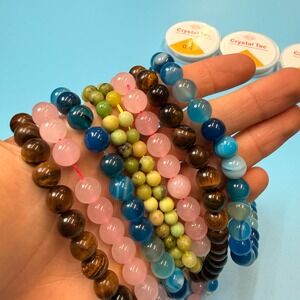 Set of 8 Natural Gemstone Round Beads Strands 15" Sizes 6,8,10 mm №B52